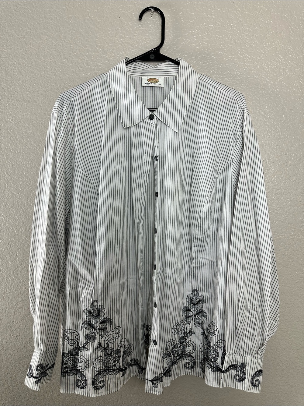 Talbots White/Black Button Down Shirt- Woman Petites Size 12P
